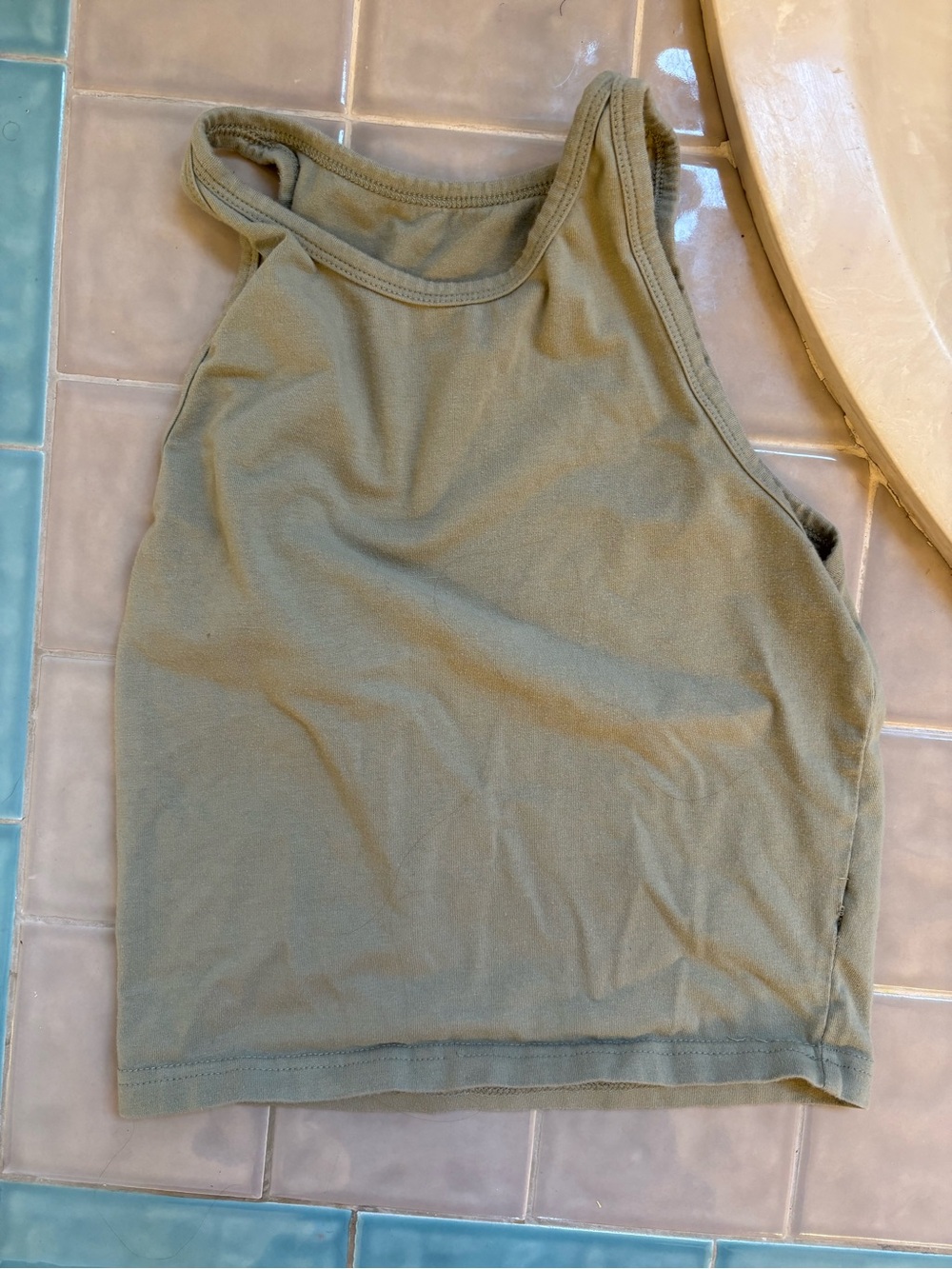 Women’s Olive High-Neck Tank Top